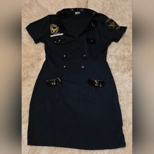 Halloween Navy Blue Spirit Police Uniform Costume Cosplay Role Dress Up Sz. L